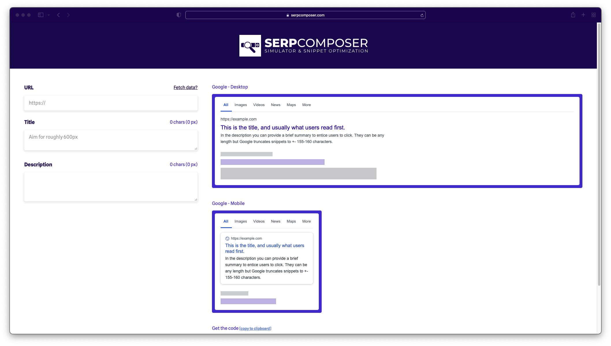 Serpcomposer.com - SERP Simulator & Snippet Optimization Tool